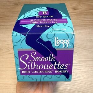 L'Eggs Women's Pantyhose 1998 Smooth Silhouettes Size B Off Black Sheer Toe New